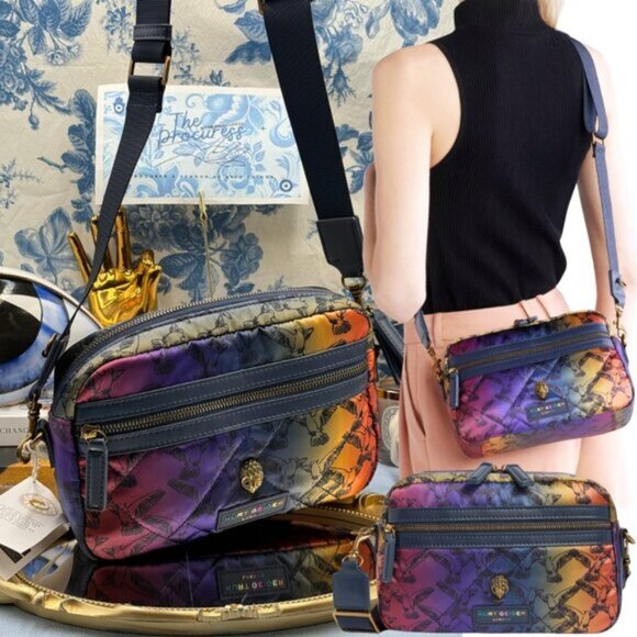 🆕 KURT GEIGER LONDON 🧿 NWT Recycled Crossbody, Rainbow Ombre Eagle Print - Picture 1 of 16